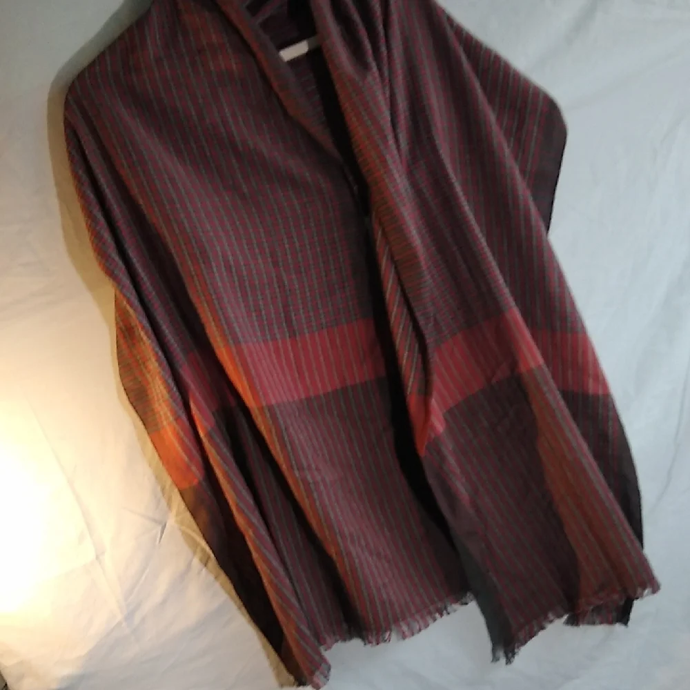 Banana Republic Red and Gray/Brown Striped Scarf